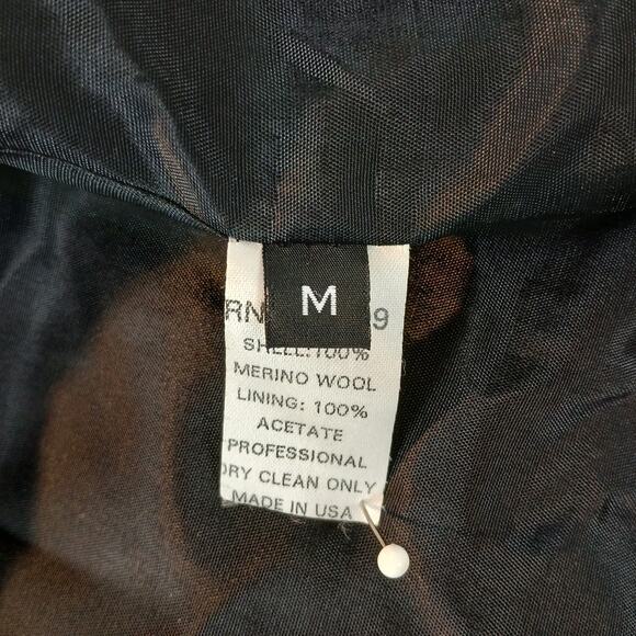 J. Percy Navy Hooded Merino Wool Coat Ladies M button front VTG Y2K made in USA - Picture 7 of 11